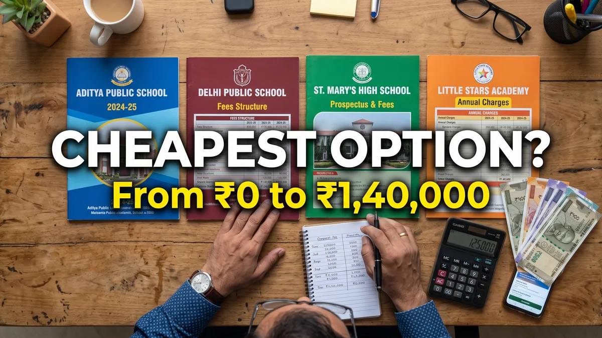Fee comparison chart showing Sainik School, Navodaya, AMU, and JMI costs for 2027