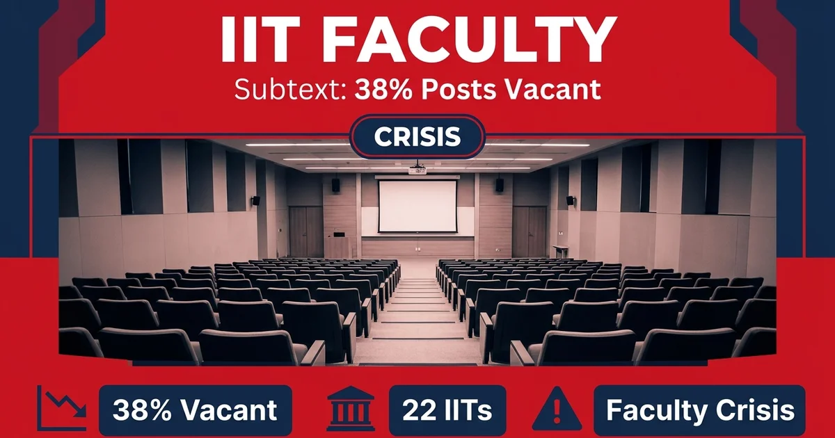 IIT faculty shortage 2026 showing 38 percent vacant professor posts across 22 IITs