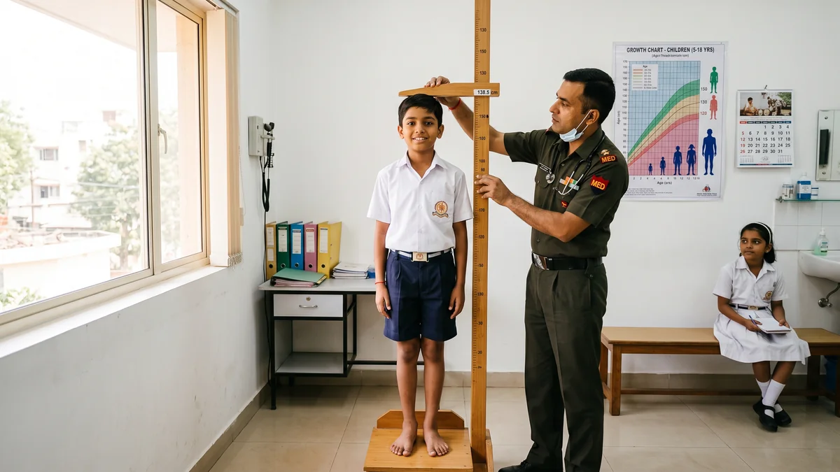 Students preparing for Sainik School medical test 2027 with physical fitness training