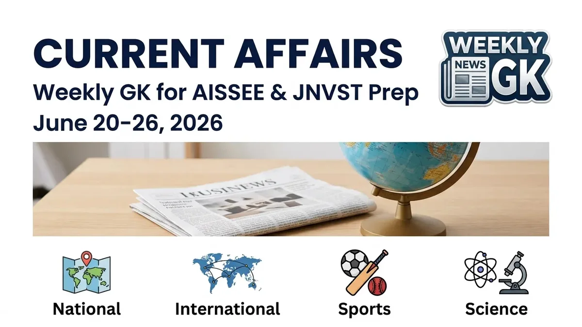 Weekly Current Affairs (June 20-26, 2026): Must-Know GK for AISSEE & JNVST