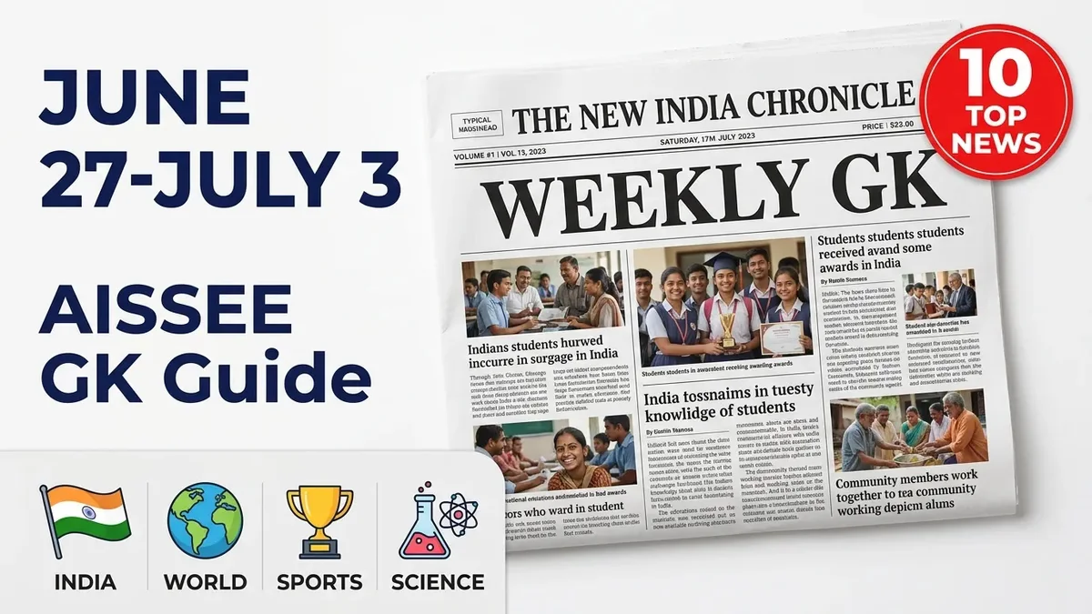 Weekly Current Affairs (June 27-July 3, 2026): Essential AISSEE GK Updates